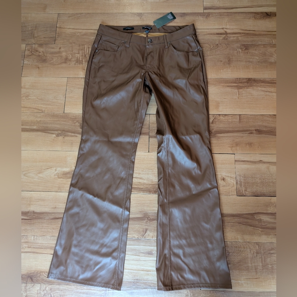 Wild fable faux leather brown low-rise FLARE pants new with tags, size 10